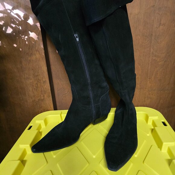 Sundance Point toe over the knee boots Black suede size 41 Narrow Italy made - Picture 2 of 11